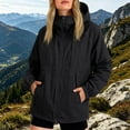 thumbnail image 5 of Vinsonshop Women's Activewear Rain Jacket Waterproof Windbreaker Hooded Colorblock Lightweight Outdoor Hiking Raincoat Athletic Jackets Gorpcore Utility Outerwear Black L, 5 of 5