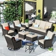 thumbnail image 4 of Ovios 8 Pieces Outdoor Patio Furniture with Swivel Chairs Wicker Patio Sectional with Sofa for Backyard, 4 of 5