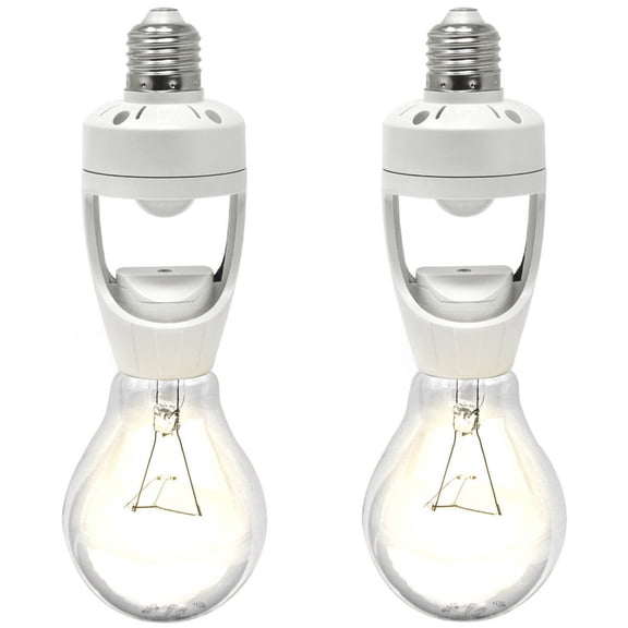 LED Concepts 180° Motion & Dusk-to-Dawn Sensor Light Bulb Socket Cap, 2-Pack