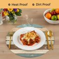 thumbnail image 4 of Farmhouse Teal Brown Round 13 Inch Placemats Set of 2, Country Ombre Wooden HeatResistant Non Slip Place Mats for Dining Table, Wipeable Braided Kitchen Table Mats for Housewarming, 4 of 9