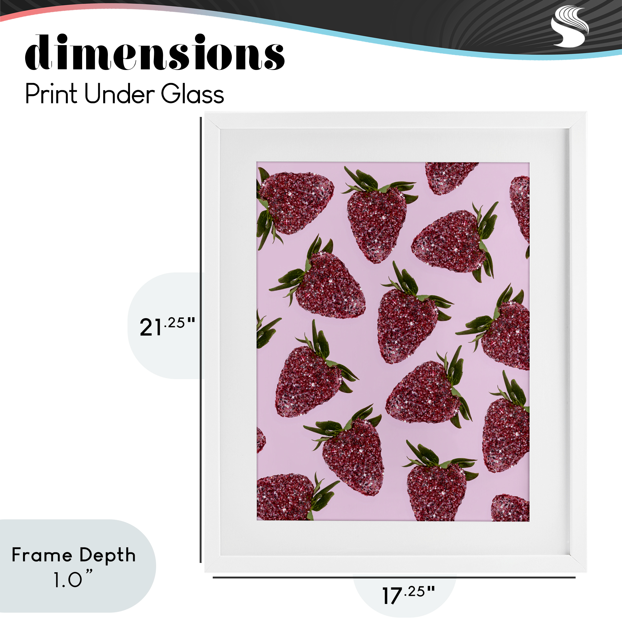 Stupell Industries Glimmer Strawberry Pattern White Framed Print Under Glass, design by LISH Creative