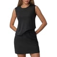 thumbnail image 2 of Jaimenalin Two Piece Skirt Sets for Women Vacation Outfits Skirt Crew Neck Top Lounge Sets Black XL, 2 of 7
