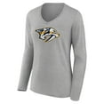thumbnail image 2 of Women's Heather Gray Nashville Predators Primary Logo Team Long Sleeve V-Neck T-Shirt, 2 of 3