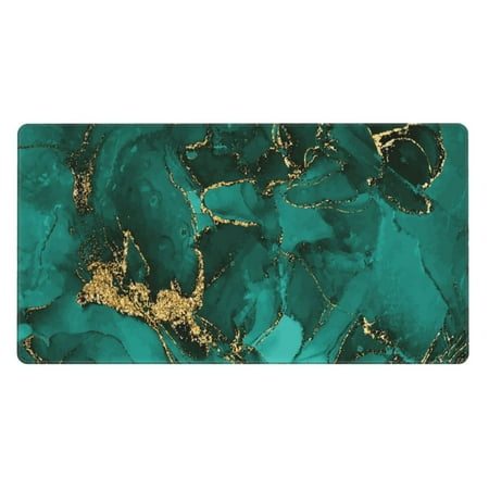 Pofeuu Green Gold Glitter Print Mouse Pad Rubber Multipurpose Comfortable Waterproof Mousepad Desk Mat for Gamer Office Home