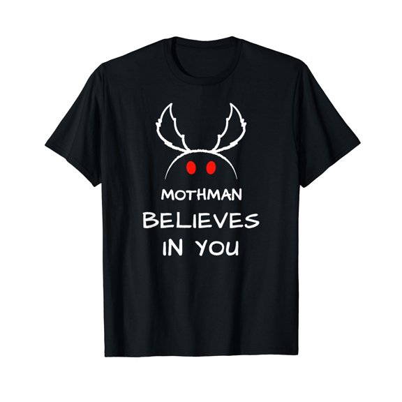 Motivational Mothman Believes In You Cute Cryptid Black T-Shirt