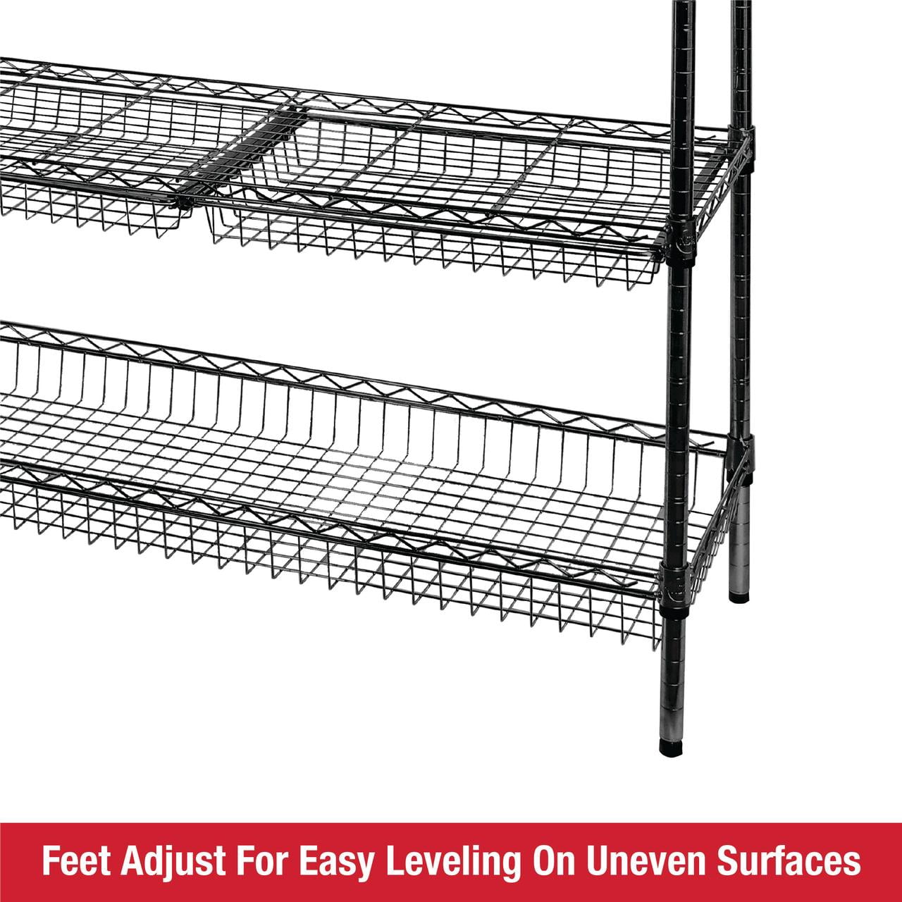 Rubbermaid 5-Tier Deluxe Heavy Duty Black Wire Shelving Unit with Drawers & Basket, 1520lb Capacity