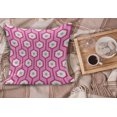 thumbnail image 2 of Pink Fluffy Throw Pillow Cushion Cover, Vertical Hexagonal Shapes with Dots Inside Tied with Lines Geometric Vibrant, Decorative Square Pillow Case, 40" x 40", Pale Blue White Pink, by Ambesonne, 2 of 5