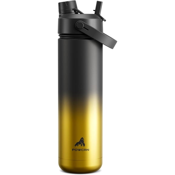 POWCAN 26 oz Insulated Water Bottle with 2-in-1 Straw and Spout Lid, Keep Cold 24H, Leak-Proof, Fits in Car Cup Holder, Stainless Steel Water Bottle for Sports, Travel, Gym, and School (King)
