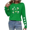 thumbnail image 4 of Uootdi St. Patrick's Day Sweatshirt for Women Irish Shamrock Round Neck Pullover Long Sleeve Shirts Leaf Clover Raglan Tops Gift, 4 of 6