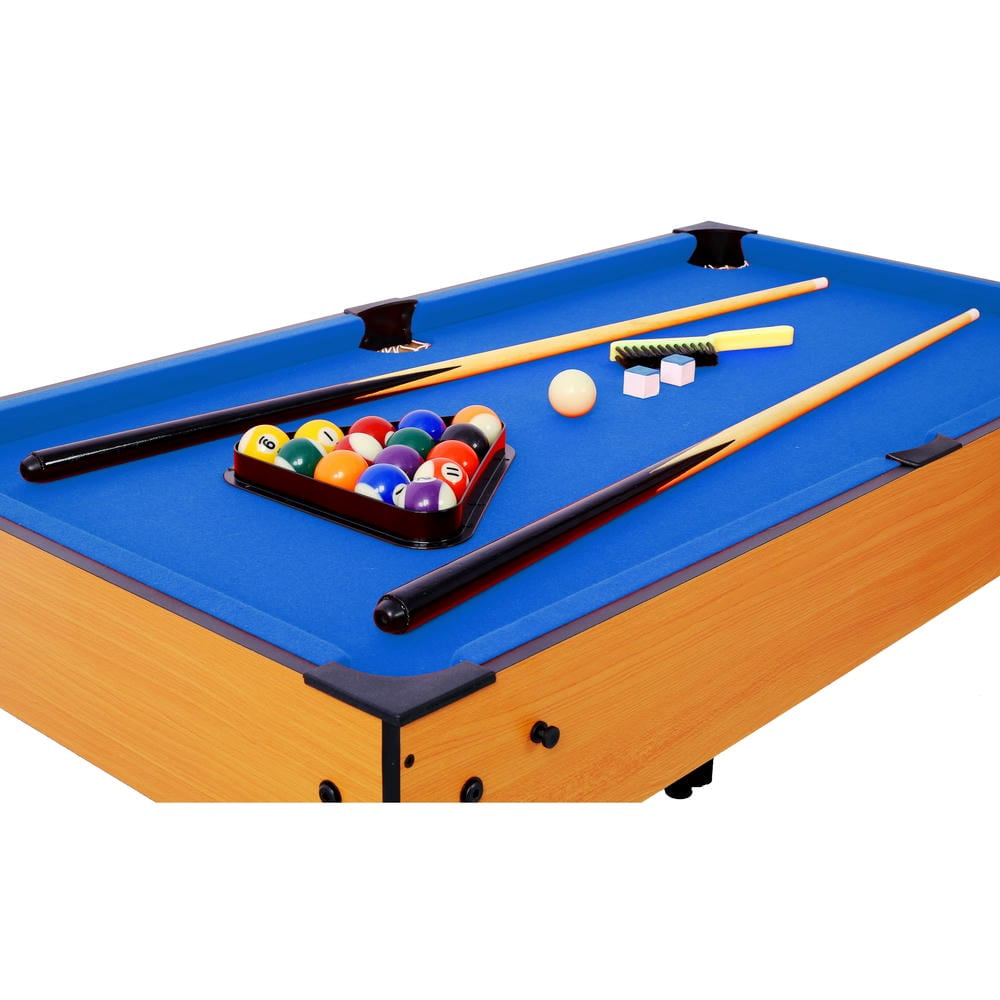 Barara King 5-In-1 Multi-Game Table - Billiards, Push Hockey, Foosball, Ping Pong, And Basketball Brown /Blue