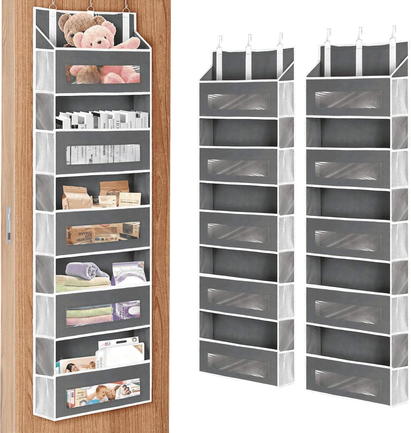 VONGEM Over-the-Door Organizer 5-Tier 2-Pack Grey photo 1