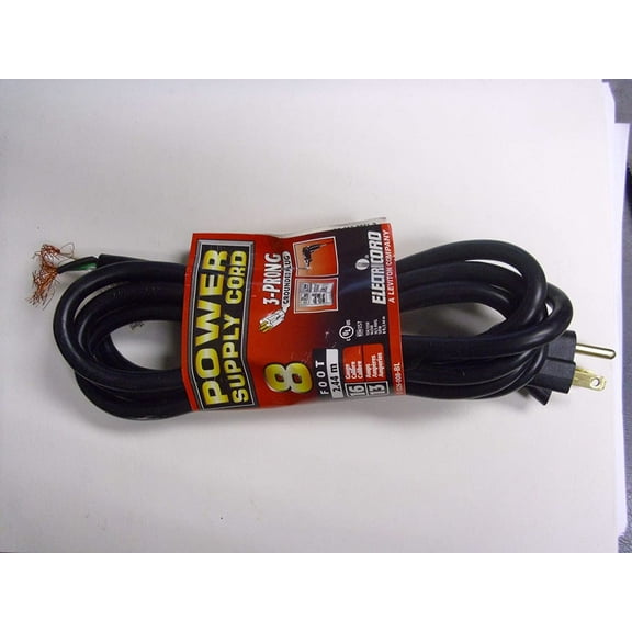 Electrocord (Leviton) 8 Foot 3-prong 16 Guage 13Amp Power Supply Cord C-1326-008-BL