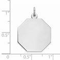 thumbnail image 2 of Sterling Silver Ss Rh-Plt Engraveable Octagon Polished Front/Satin Back Disc Charm (24 X 19) Made In United States qm425/18, 2 of 2