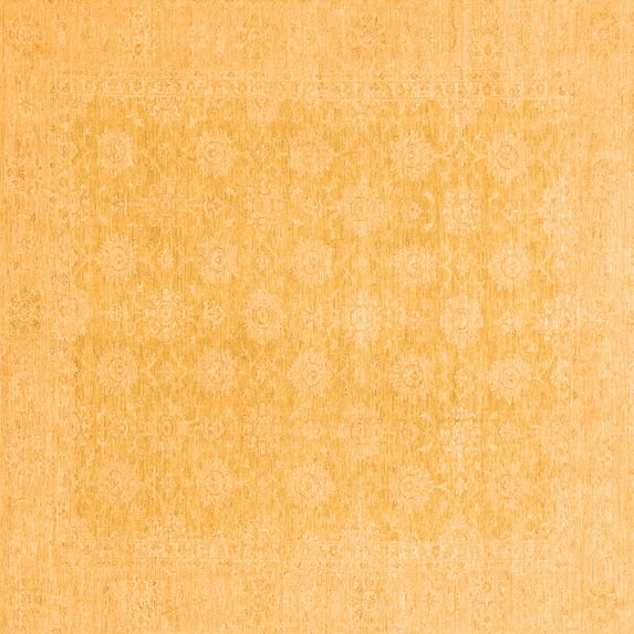 Ahgly Company Indoor Square Oriental Orange Modern Area Rugs, 7' Square