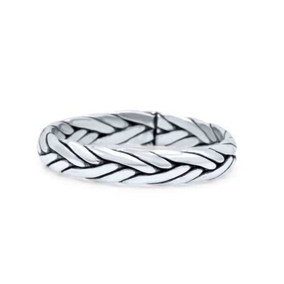 Dainty Braided Celtic Weave Rope Knot Handmade Ring Band 925 Sterling Silver Size 4