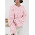 thumbnail image 3 of PRETTYGARDEN Womens Sweaters Spring 2025 Cable Knit Long Sleeve Crewneck Oversized Sweater Chunky Pullover Loose Outfits, 3 of 7