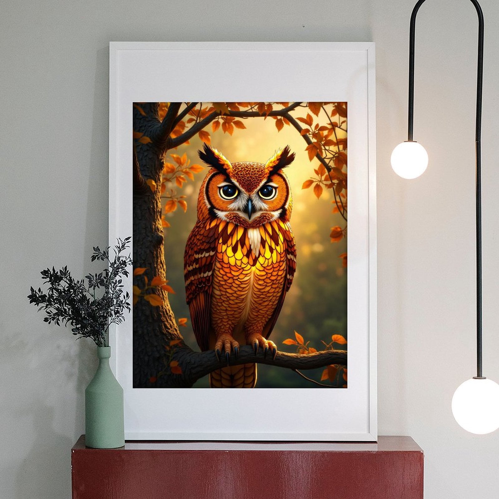 Diamond Art Kit for Adults, Autumn Owl Illuminated Forest Scene Diamond Painting for Adults Beginners, DIY Diamond Art Painting Kits, 5D Diamond Painting Crafts for Home Decor 12x16 Frameless