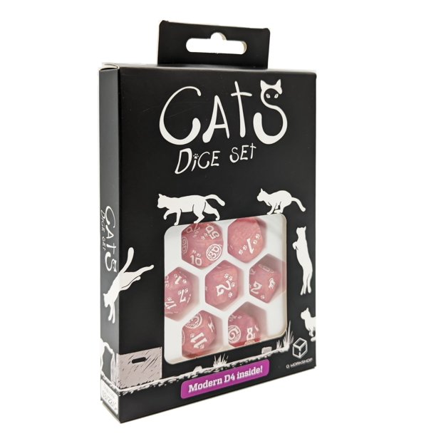 Set de Dados Gatos Q Workshop Polyédricos de 7 Piezas