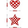 thumbnail image 2 of Ensemble de 16 Pcs Cœur&Étoile Western à Carreaux Rouges Brodés Thermocollants, Contient 8 Écussons Cœur et 8 Écussons Étoile, Appliqués à Coudre Brodés Rouges pour Jeans, Chapeau, Robe, 2 of 6