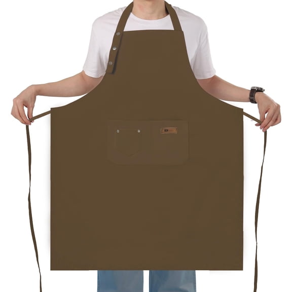 Extra Large Aprons for Men Adjustable Button Bib Apron with 3 Pockets Chef Cooking Kitchen Aprons Women Water Oil Resistant