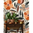 thumbnail image 5 of NextWall  Garden Block Floral Peel and Stick Wallpaper 20.5 in. W x 18 ft. L - Orange & Ebony, 5 of 8