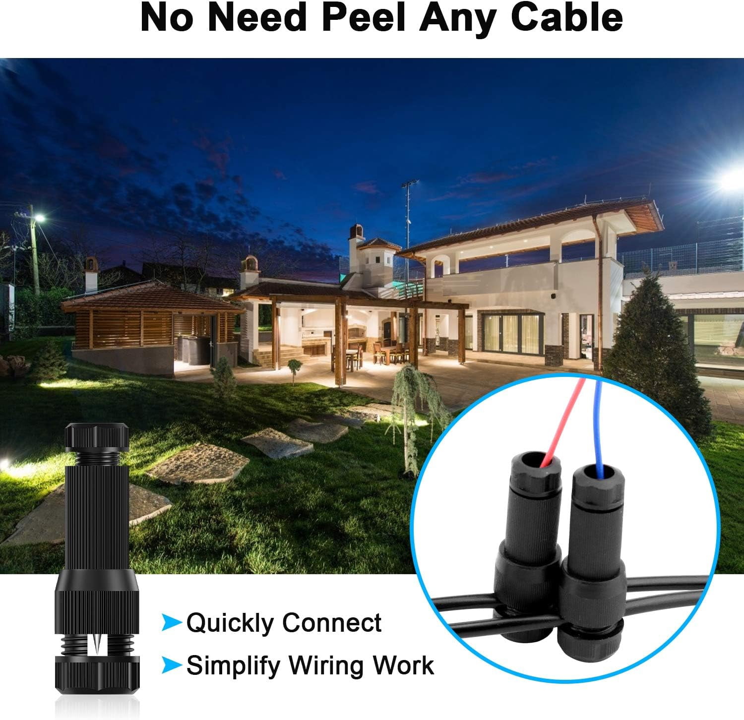 Lislim 50 Pack Low Voltage Landscape Light Wire Connectors Outdoor 14-20 Gauge Cable Connectors for Landscape Path Lights Work with Malibu Paradise Moonrays and More