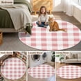 thumbnail image 6 of 8ft Washable Large Round Rug, Pink Plaid Non-Slip Circle Area Rug for Living Room Dining Room, Pink Gradient Indoor Floor Mat for Home Decor, 6 of 9