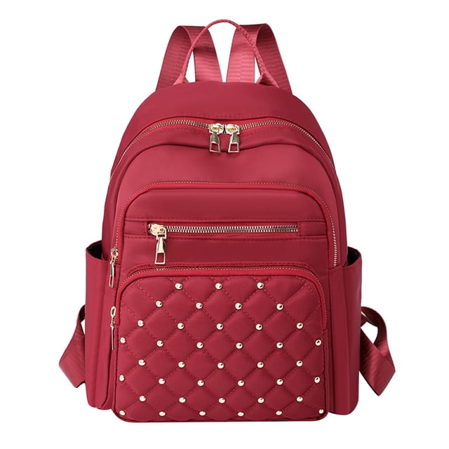 Faraee Mini Sac à Dos pour Femmes Imperméable en Nylon Sac d'Épaule Décontracté Sac de Jour Mode Travail Voyage Sacs à Main Rouge