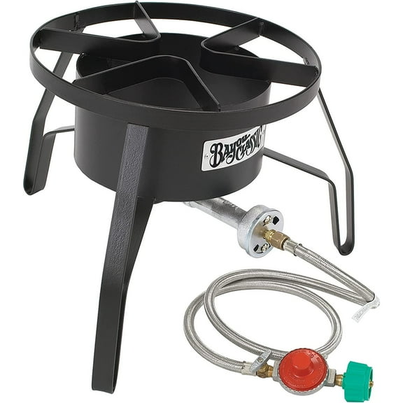 Bilot Heavy Duty Steel Single Burner High Output Outdoor Stove Propane Gas Cooker with 10-psi Regulator Perfect for Frying, Steaming, Crawfish Boils, Home Brewing, Maple Syrup Prep.