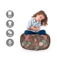 thumbnail image 2 of Flower Storage Toy Bag Chair, Romantic Vintage Floral Pattern with Abstract Design Roses and Dragonfly, Stuffed Animal Organizer Washable Bag, Large Size, Umber and Multicolor, by Ambesonne, 2 of 3