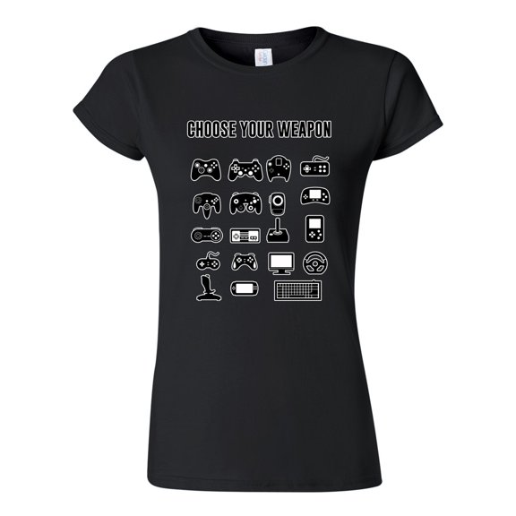 Junior New Choose Your Weapon Controller Gamer Nerd Geek Funny DT T-Shirt Tee