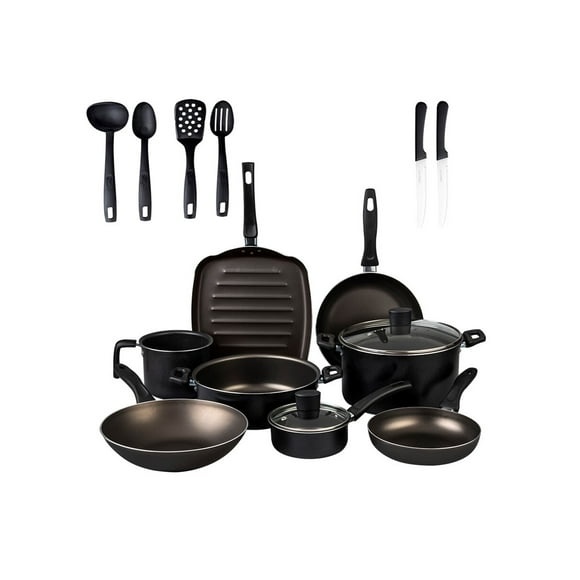 Batería de cocina Cinsa Sabor de aluminio 16 piezas negro