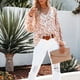 thumbnail image 1 of Blusa Casual De Manga Larga Para Mujer, Estampado Floral, Blusa De Manga Larga Con Estampado Floral, Cuello En V Suave Para Vacaciones Para Fiesta Para Mujer, 1 of 7