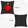 thumbnail image 6 of Set of 2 18x18in Throw Pillow Covers - Radiant Red Heart with Golden Cross Design Fiery Glow Perfect for Couch Bed or Car, 6 of 8