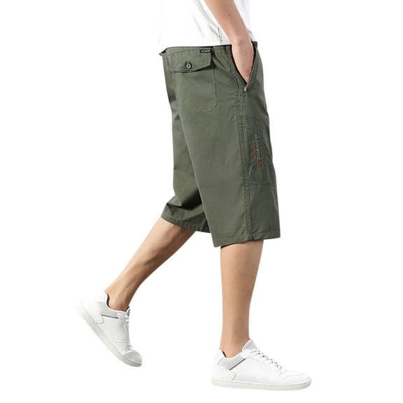 Vedolay Men Shorts Summer Mens Shorts Casual Wide Leg Dress Work Shorts Multi Pockets Men's Joggers Elastic Drawstring Lounge Trousers,Khaki 3XL