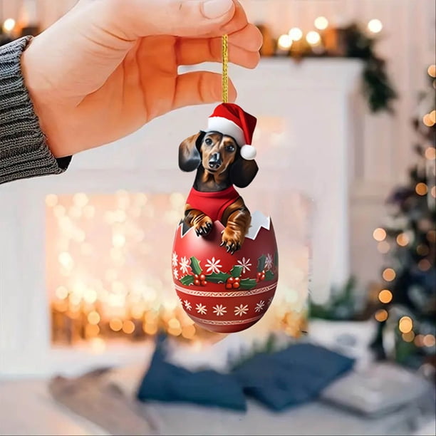 Etiqueta Colgante para Coche de Navidad, Decoración Navideña para El Hogar, Etiqueta Colgante para Bolsa, Etiqueta Colgante para Llavero, Regalo de Navidad, Etiqueta Colgante para Perro Salchicha