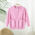 thumbnail image 2 of KAUOD Girls Button Down Knit Cardigan Tops with Pockets Long Sleeve Open Front Sweater Kids Plain Soft Fall Coats Clothes, 2 of 7