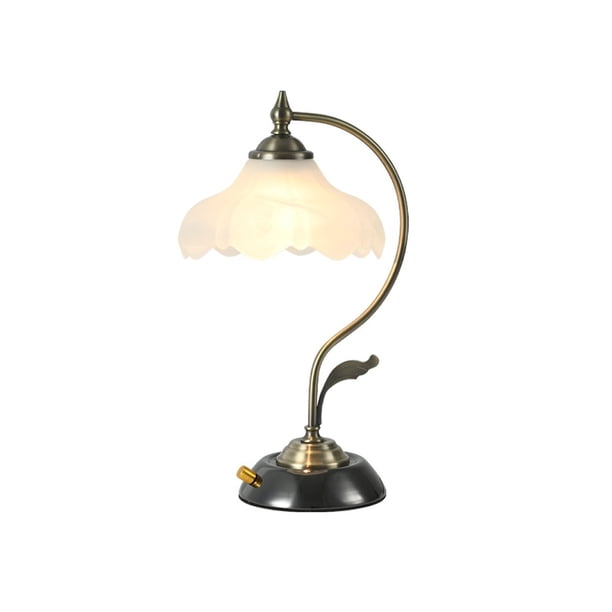 Lámpara de mesa de cristal con forma de flor, lámpara de mesa for dormitorio, lámpara de mesita de noche, bombilla LED, estilo vintage, elegante y tradicional.