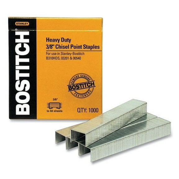 Heavy-Duty Premium Staples, 0.38" Leg, 0.5" Crown, Carbon Steel, 1,000/box | Bundle of 2 Boxes