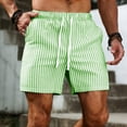 thumbnail image 2 of Lmueinov 2026 Men's Seersucker Vertical Stripe Casual Shorts, 100% Polyester Elastic Waist White Drawstring Loose Knee Length Summer Beach Shorts with Front & Back Pockets S-2XL, 2 of 8
