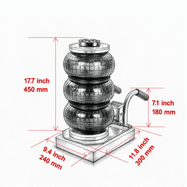 3 Ton/6600 lbs Triple Bag Air Jack with Six Steel Pipes, 17.7" Fast Lifting Pneumatic Jack with Side Handles, 3-5s Lift, Red, for Car & Garage Repair