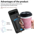 thumbnail image 5 of Phone Case for Google Pixel 6A 5G 2022 Wallet Cover with Tempered Glass Screen Protector and Wrist Strap Lanyard RFID Credit Card Holder Ring Stand Cell Accessories Pixel6A A6 Women Men Black, 5 of 12