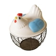 thumbnail image 2 of Cesta de huevo de pollo huevo contenedor titular de alambre de hierro portátil huevo de pollo titular encimera de recogida de huevos cesta para , Cuadrícula azul y negra, 2 of 8
