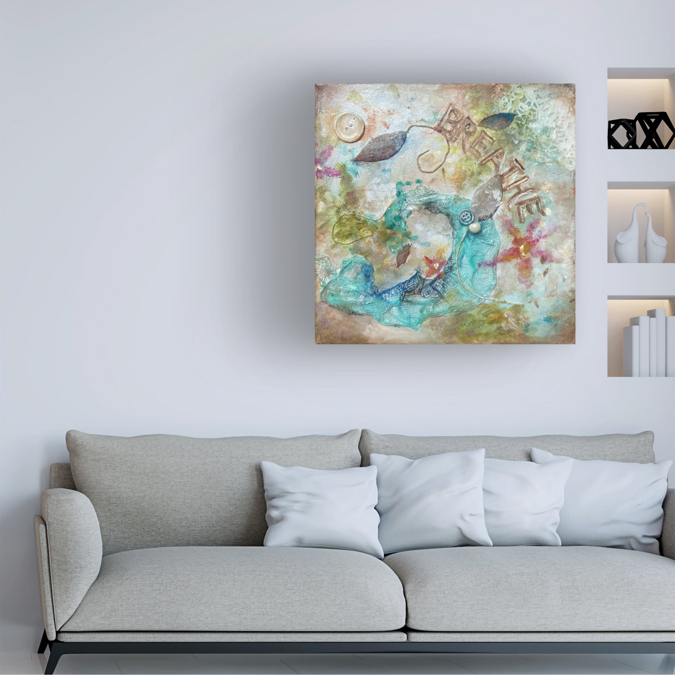 Canvas Wall Art - Christine Rotolo 'Mixed Media Breathe' Wall Art for Living Room, Bedroom, or Office Décor by Trademark Fine Art - 24 x 24 Inches