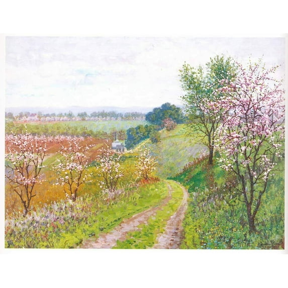Road With Blossoming-Wores - CANVAS OR FINE PRINT WALL ART