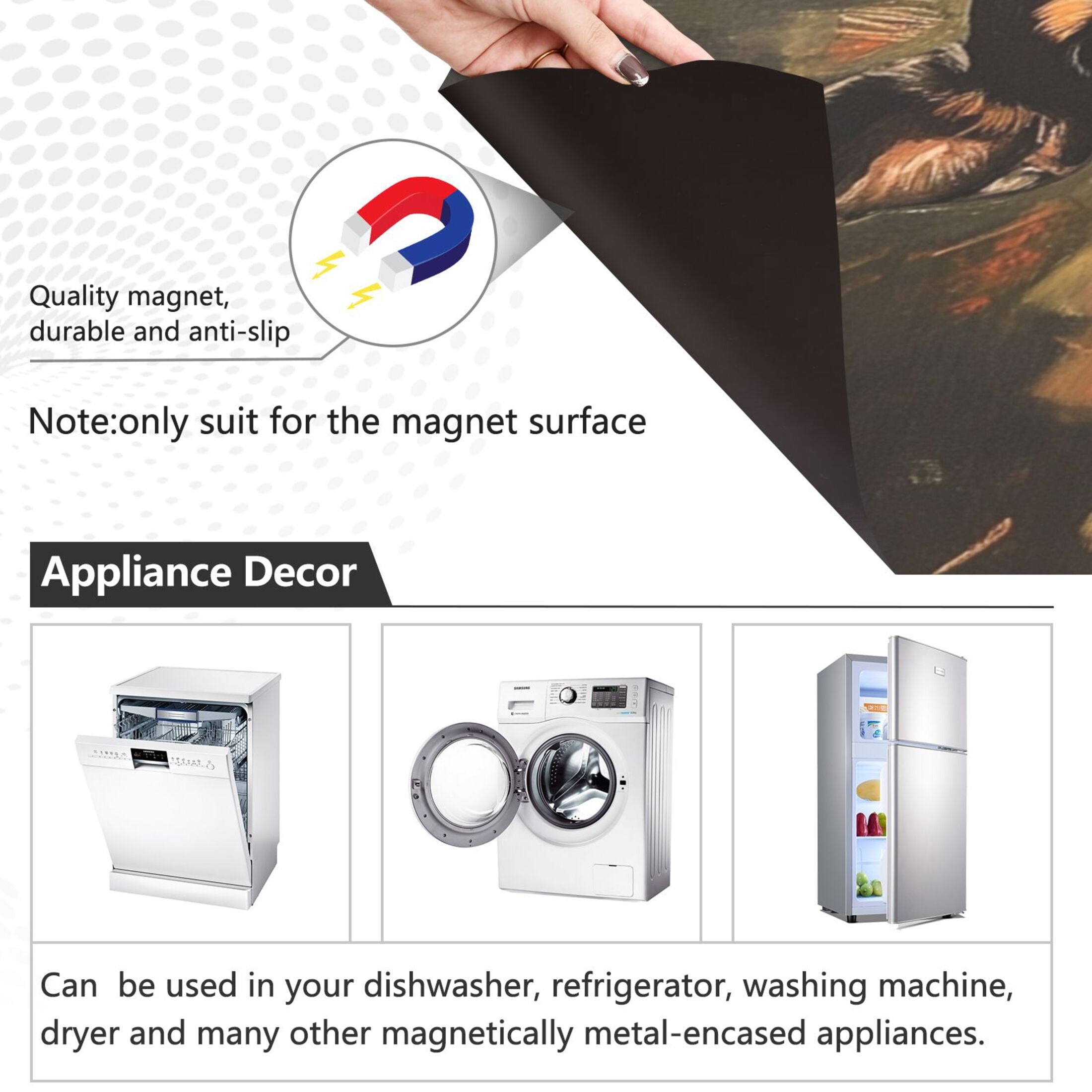 Dishwasher Magnetic Sticker 23x26 Inch Refrigerator Magnetic Sticker Washing Machine Magnetic Sticker Kitchen Panel Magnetic Sticker Home Decor Running Black Dog