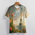 thumbnail image 3 of Blossoming Paris Eiffel Tower Women's T-Shirt Short Sleeve T Shirts Tops Tee Ladies Loose T, 3 of 6