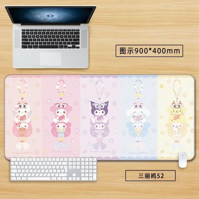 Cartoon Large Size Office Desk Mat Hellokitty Melody Kuromi Cinnamoroll Non-slip Computer Mouse Pad Game Pads Pc Accessories
