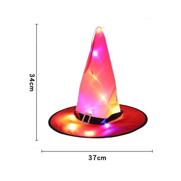 Sombrero de bruja LED brillante para decoración de Halloween, luces de Halloween para niños, adorno colgante para árbol al aire libre, accesorios de decoración para el hogar y el jardín Fivean unisex
