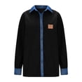 thumbnail image 6 of MVRLSH Blouses For Women Dressy Casual Women Casual Corduroy Denim Patchwork Jacket Long Sleeve Turndown Collar Distressed Jean Coat Black S-Xxl, 6 of 6